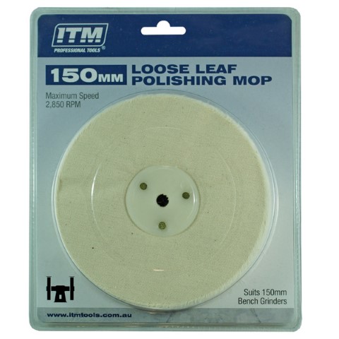 ITM POLISHING MOP LOOSE LEAF 50 FOLD 150 X 25MM 