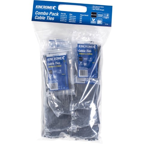 KINCROME CABLE TIE COMBO PACK 1000PC 