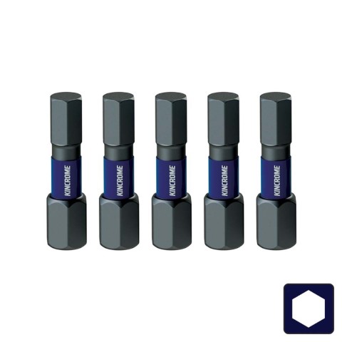 KINCROME - IMPACT BIT HEX 5MM 25MM 5 PCK 